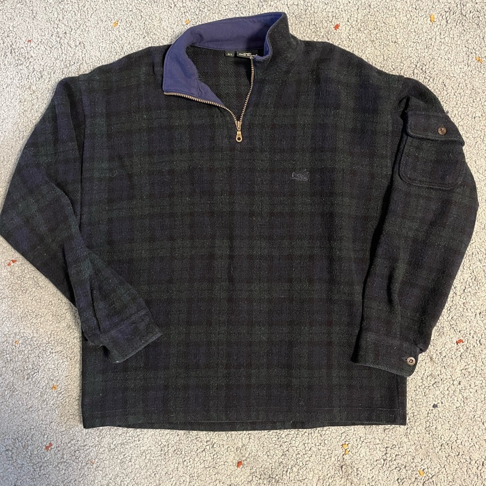 Plaid Quarter Zip Sweater